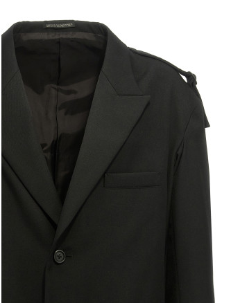Single-breasted blazer with strap detail #