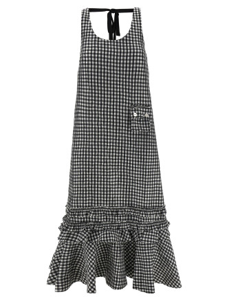 'Crinkled Check Long' dress