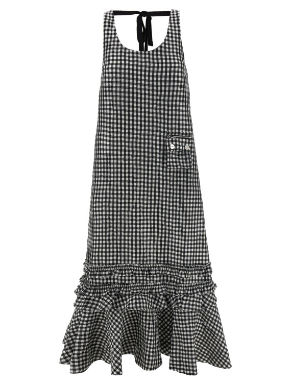 'Crinkled Check Long' dress #1