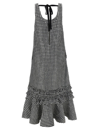 'Crinkled Check Long' dress #