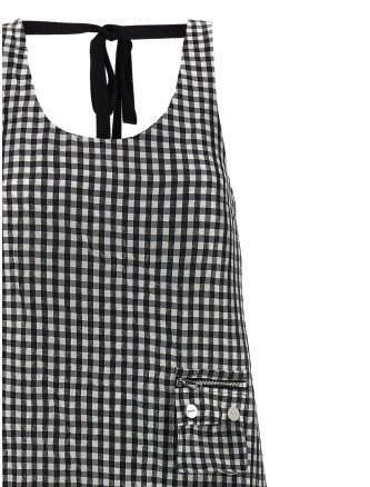 'Crinkled Check Long' dress #