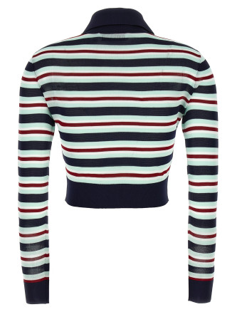 'Navy Striped Viscose Knit' cardigan #