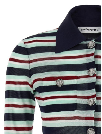 'Navy Striped Viscose Knit' cardigan #