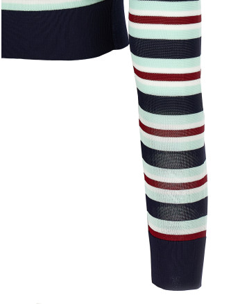 'Navy Striped Viscose Knit' cardigan #
