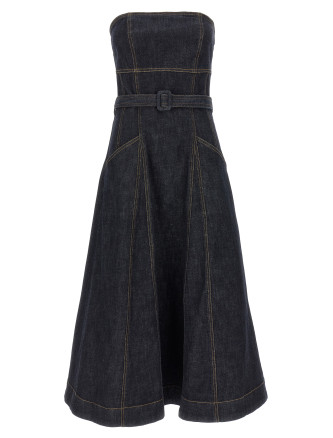 'Indigo Denim Bandeau Midi Dress' dress