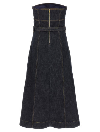 'Indigo Denim Bandeau Midi Dress' dress #