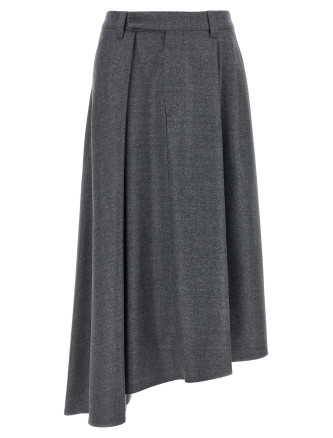 Asymmetrical wool skirt
