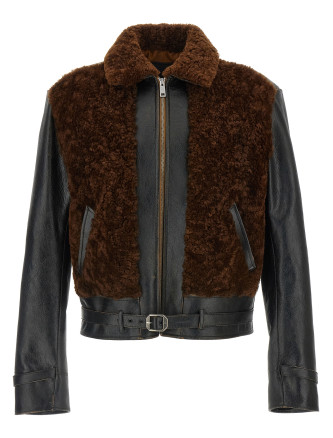 Sheepskin and leather jacket