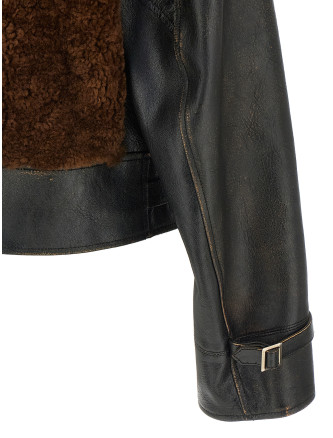 Sheepskin and leather jacket #