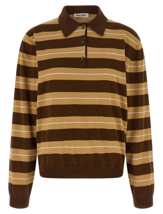 Striped knitted polo shirt