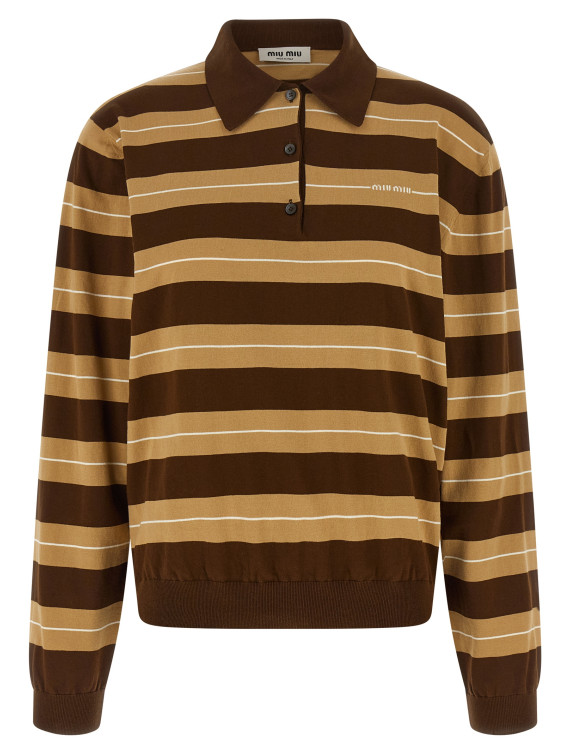Striped knitted polo shirt #1