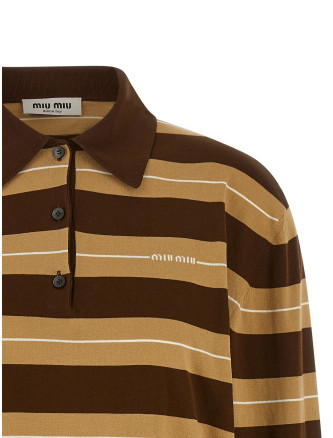 Striped knitted polo shirt #