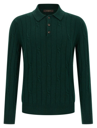 Braided wool polo shirt