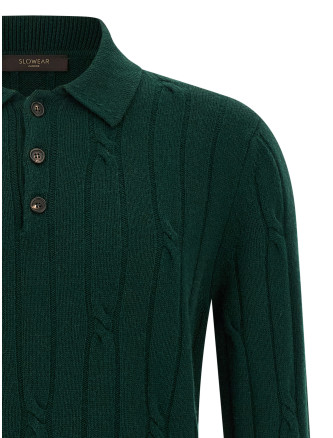 Braided wool polo shirt #