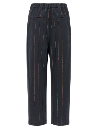 'Dazzling Chalk Stripe Embroidery' joggers #