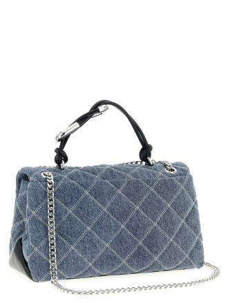 'The Quilted Denim Dual' medium shoulder bag #