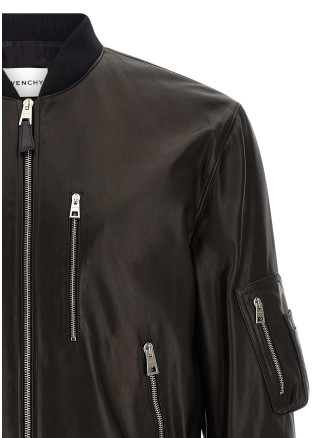 Leather bomber jacket #