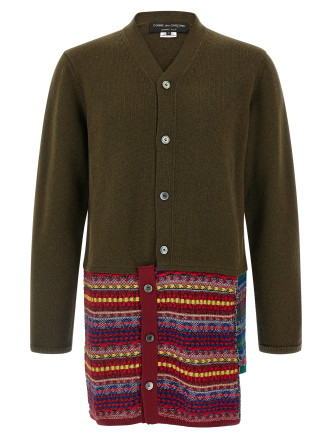 Jacquard insert cardigan