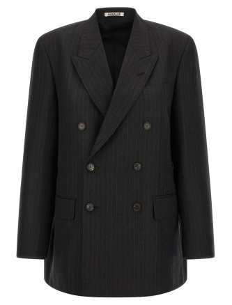 Pinstriped long blazer