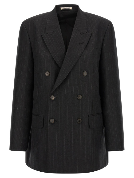 Pinstriped long blazer #1