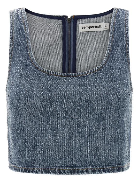 'Rhinestone Denim Crop' top #1