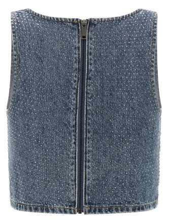 'Rhinestone Denim Crop' top #