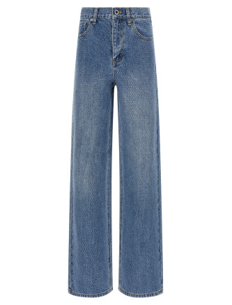 'Rhinestone Denim Straight Leg' jeans