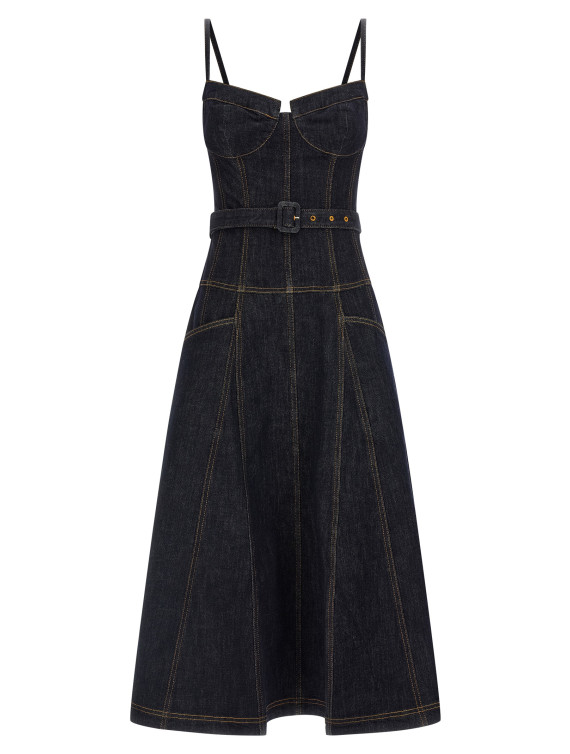 'Indigo Denim Flared Midi' dress #1