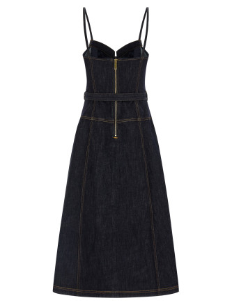 'Indigo Denim Flared Midi' dress #