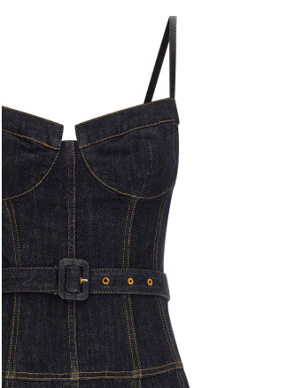 'Indigo Denim Flared Midi' dress #