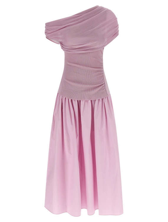 'Pink Cotton Draped Knit Midi' dress #1