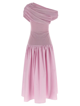 'Pink Cotton Draped Knit Midi' dress #