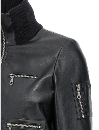 Leather bomber jacket #