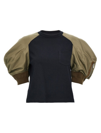 Футболка SACAI Nylon insert t-shirt