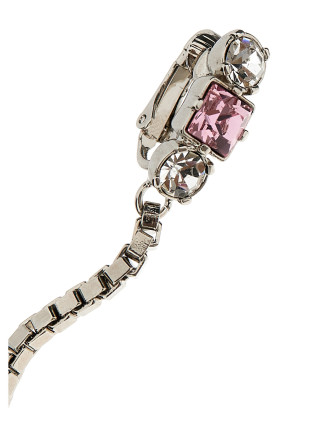 Bow crystal long earrings #