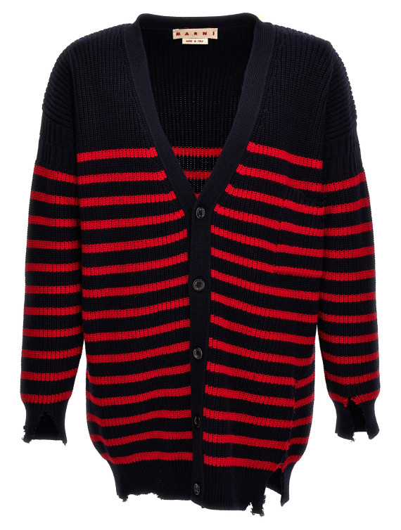 Destroyed effect striped cardigan #1
