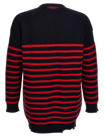 Destroyed effect striped cardigan #