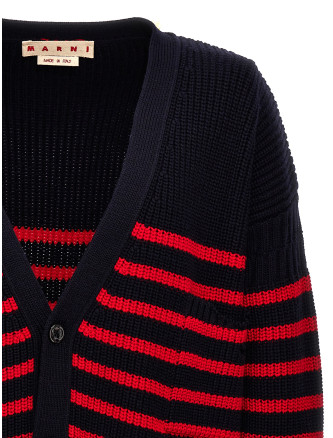Destroyed effect striped cardigan #