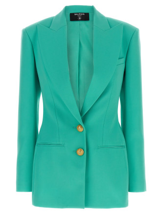 Logo button double-breasted blazer