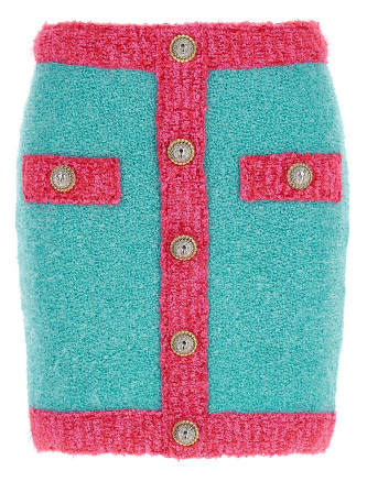 'Leone' button two-tone skirt