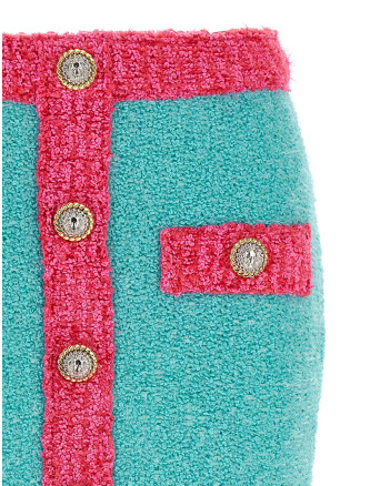 'Leone' button two-tone skirt #