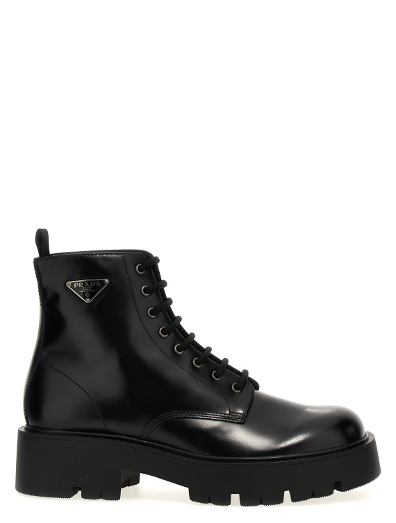 Logo brushed leather ankle boots #1