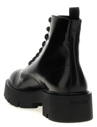 Logo brushed leather ankle boots #