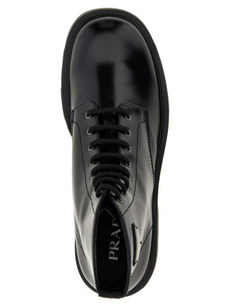 Logo brushed leather ankle boots #