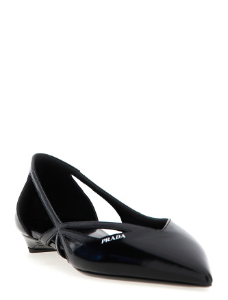 Cut-out leather ballet flats #