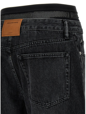 'Slit Hem Prestyle Hotfix Mesh Undie' jeans #