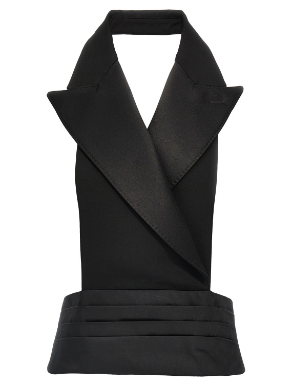 Double-breasted bare back vest #1