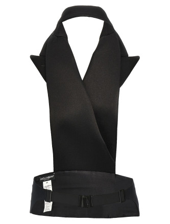 Double-breasted bare back vest #