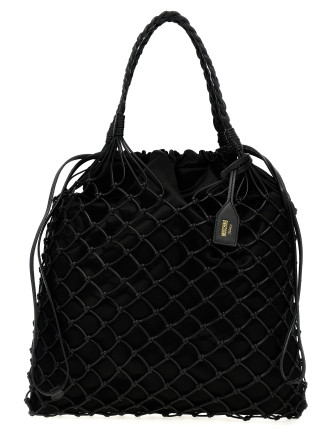 Woven nappa leather shopping bag