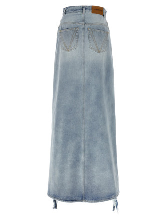 'Destroyed Denim Maxi Skirt' skirt #